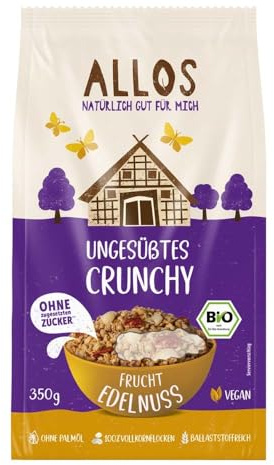 Allos Ungesüßtes Crunchy, Frucht Edelnuss, 350g