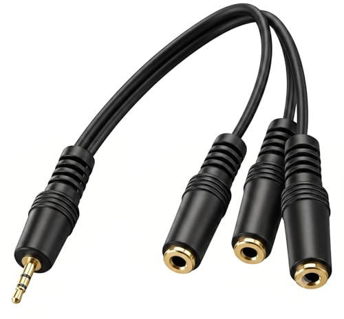 Wcawnlt Cable Repartidor Audio Jack a 3 Tomas 3,5 mm Hembras, Separador Auriculares 3 Vías Compatible con PC, Portátil, Gaming, PS4, Xbox One, Consola, Smartphone, Tableta