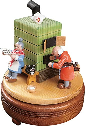 Spieluhr Richard Glässer Spieldose Feierabend mit Rauchofen, 18er Spielwerk, 08521