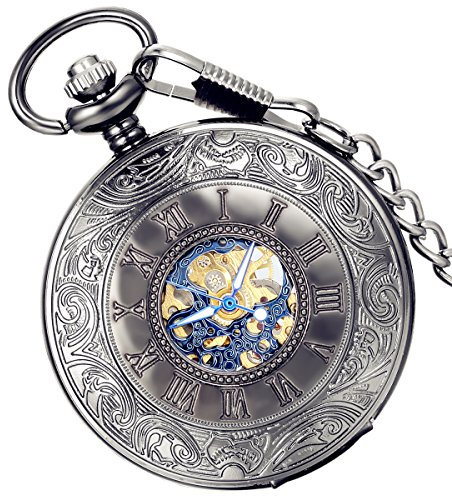 Lancardo Taschenuhr Vintage Herren Damen Uhr Analog mit Metall Kette Weihnachten Geschenk LCD100903