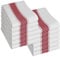 Pack of 12 Kitchen Tea Towels, Large 100% Cotton Commercial Grade Towels, Lint Free, White, Quick Drying, 75 x 50 cm, Red