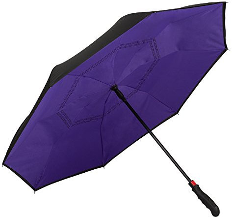VON LILIENFELD Innovativer Regenschirm | Umgekehrte Öffnung | Selbst Stehend | Automatik | Doppelt bespannt | Sehr Stabil | Ergonomischer Griff | Remy lila violett