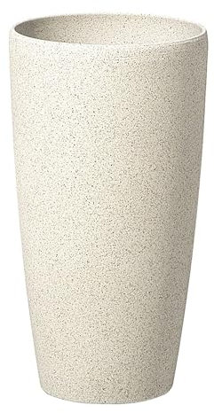Cache-Pot 42 cm en Pierre Beige Fibre de Verre pour Jardin Patio Petite Taille Abdera