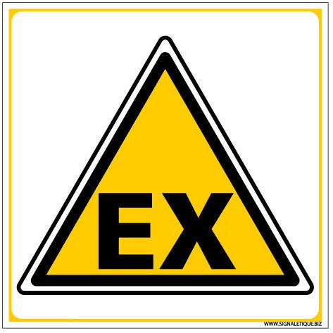 Signalétique.biz France - Adhésif Danger EX Zone ATEX - 125x125 mm - Protection Anti-UV