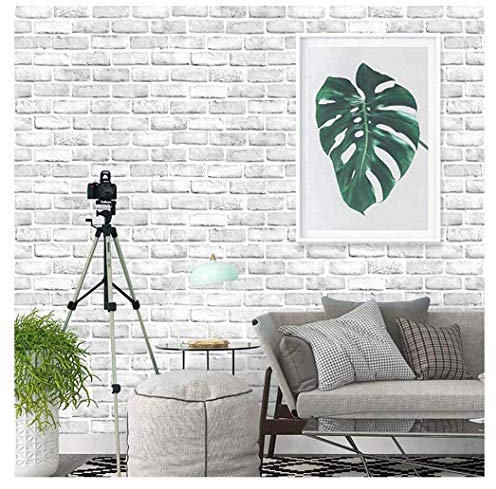 Grey and White Brick Peel and Stick Wallpaper Roll, Self Adhesive Brick Contact Paper for Walls 17.7 x 78.7 Inches