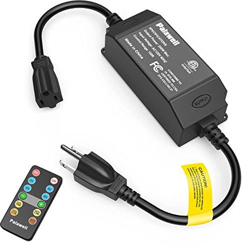 Outdoor Dimmer for String Lights – 350W Plug-in Light Dimmer Switch with Remote & Timer Control, Waterproof Switch for Dimmable Lamp LED & Incandescent Bulbs, Patio & Christmas Holiday Lighting