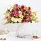 LESING Fleurs artificielles avec Vase - Roses artificielles en Soie - Bouquet de Fleurs de Mariage, Maison, Bureau, fête, Salle de réunion (Violet Rouge-1)