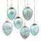 Loberon Osterei Set Cataleya | Deko Eier Ostern & Frühling | Verschiedene Muster & Strukturen | Mit Aufhängung | Aus Glas & Eisen | 6 Stück, blau