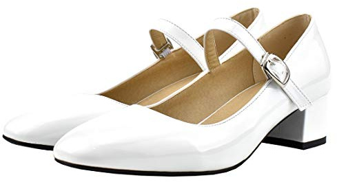 Etebella Damen Mary Jane Lack Pumps mit Blockabsatz und Riemchen 4cm Absatz Komfortschuhe