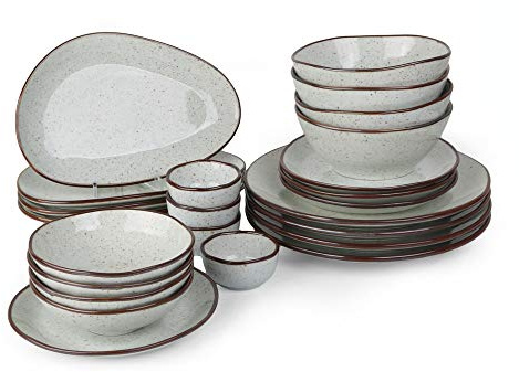 Holst Porzellan RT 011 SET 24 Porzellan 24-tlg. Tafelservice für 4 Personen Reaktives Porzellan Arena, beige