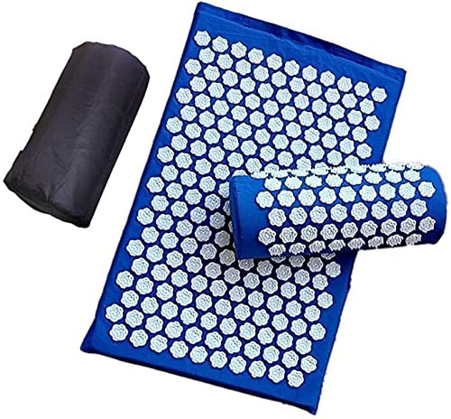 JSY Linderung Stress Massage Acupressur Matte Kissen Set Rose Spike Pad Back Halsschmerz Fußmassage für Büro Home Taschen für Yogamatten (Color : Blue)