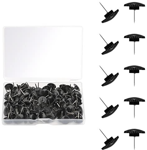 AIEX 100 Stück 12 mm Reißnägel, Klein Kunststoff Stecknadeln Reißnägel Deko mit Edelstahlspitze Pinnwandnadeln Dekorativen Reißnägeln für Korktafel Pinnwand (Schwarz)