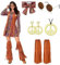 YADODO Costume Hippie pour Femme Style Discothèque Deguisement Hippie Robe Année 70 Hippie Costume pour Femme 60S 70S les Dames/Adulte/Filles Robe (L)