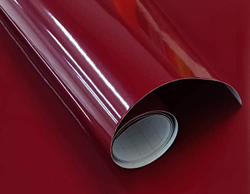 Carta Adesiva per Mobili Rosso Scuro 40x300 cm Pellicola Adesiva Lucida per Parete Cucina Porta Finestra Vinile Rivestimento Decorativo (40x300 cm, Rosso Scuro)