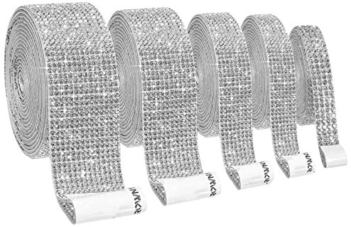 Strassband Selbstklebende Kristall Strass Aufkleber, 5 Rollen DIY Strass Diamant Band, Glitzersteine Selbstklebend, DIY Dekoration Aufkleber für Kunsthandwerk, DIY Event Auto Telefon Dekoration