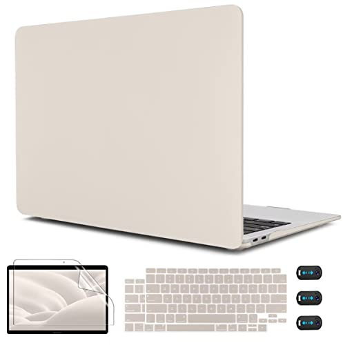 CISSOOK Beige Hülle für MacBook Air 13 Zoll Hülle 2021 2020 2019 2018 Release Modell A2337 M1 A2179 A1932, Kunststoff Hartschale mit Tastaturabdeckung für 2020 Mac Air 13 Zoll mit Touch ID, Beige