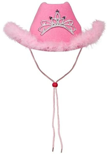Liummrcy Pink Feather Cowgirl Cowboyhut, Cowboyhut für Dress-up, Junggesellenabschiedsfeiern, vorgetäuschtes Spiel, Partybevorzugungen, Halloweens & Play-Kostüm- Prinzessin Hut Urlaub