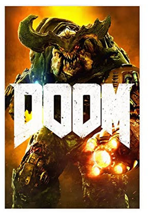 MJKO DOOM Eternal 3 Leinwand-Poster, Wandkunst, Dekoration, Bild, Gemälde für Wohnzimmer, Schlafzimmer, Dekoration, Rahmen-Stil, 30 x 45 cm