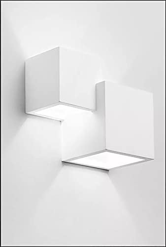 Applique in gesso a parete lampada verniciabile da muro illuminazione per interno stile moderno cubo lampadine g9 (non incluse) (74)