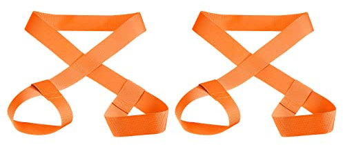 PATIKIL 126cmx3.8cm Ski Transporteur Courroie, 2 Paquet Snowboard Botte Réglable Épaule Laisse Fourre-Tout Bandoulière pour Patins à roulettes, Porter Planches, Oga Tapis, Orange