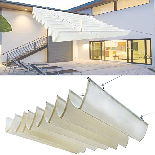 Couverture D'ombre De Pergola De Patio, Couverture Coulissante Sur Fil Accroché Auvent De Remplacement Toile D'ombrage Vague Voile D'ombrage Auvent Pour Bois Pergola Treillis Terrasse Terrasse ( Coule