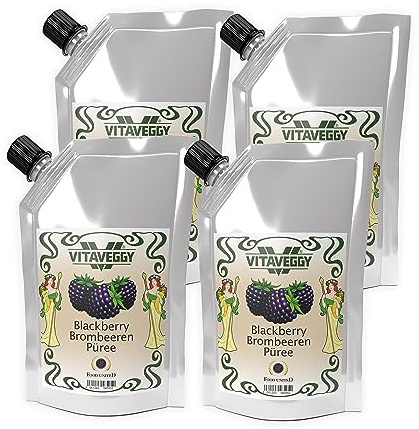 VITAVEGGY BROMBEEREN FRUCHTPÜREE 4x1kg von Food-United blackberries-fruit-puree für Brombeer-Saft-Smoothie-Schwarzbeer-Johannisbeer-Sorbet-Cocktail-Shake ohne Aroma- Farb- & Konservierungsmittel (4)