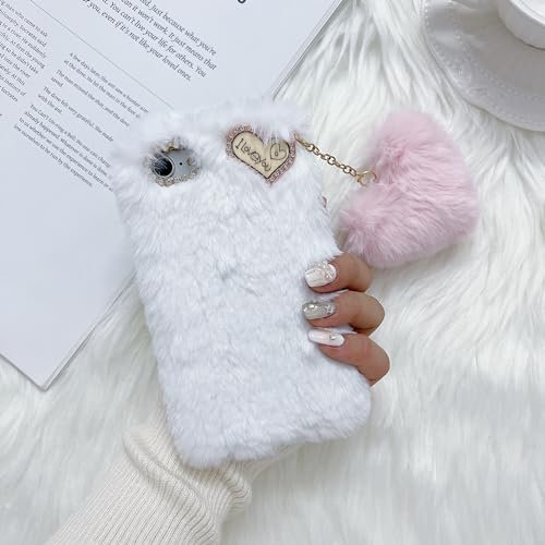 ZTUOK Kompatibel mit iPhone 7/8/SE 2020/SE 2022 Hülle für Mädchen, niedlich, warm, handgefertigt, weiches Fell, flauschig, Plüsch mit Kristallanhänger, stoßfeste Schutzhülle für iPhone 7/8/SE 2/SE 3,
