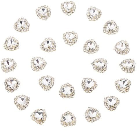 GORGECRAFT 30 Pezzi A Forma di Cuore da Cucire su Strass Con Artiglio in Oro Chiaro, Cristallo Con Parte Posteriore Piatta, Pietre Preziose in Vetro Trasparente, Gemme per Cucire