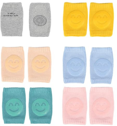 ZEACCT 6 Pares Rodilleras Antideslizantes para Bebé, Protector de Rodilla para Bebé Unisex, Rodilleras para Bebé Calcetines para Gatear, Rodilleras Transpirables para Bebés Pequeños, para Bebé