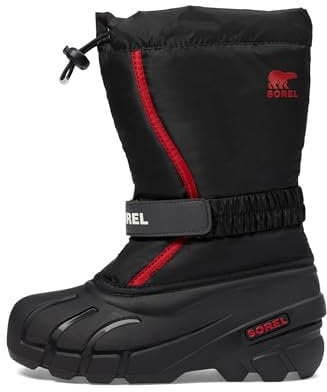 Sorel Flurry Boot, Stivali Invernali, Unisex - Bambini e ragazzi, Black/Bright Red 2024, 35 EU