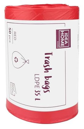 D.RECT Bolsas de Basura de Plástico para Reciclar, Rojo, 35L, 50 Unidades