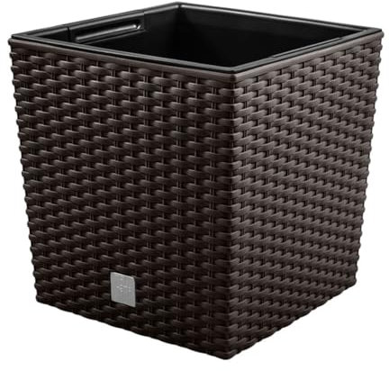 magubo Pflanzkübel in Rattan-Optik, inkl. Einsatz, quadratisch - Übertopf Groß für Haus und Garten, Moderner Blumentopf, Blumenkübel in Premium-Qualität (Braun, 170)