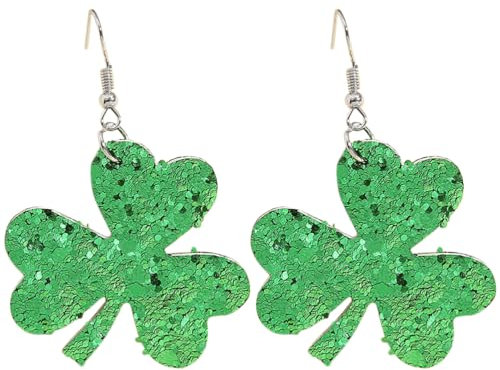 Holibanna 1 Paar Klee Ohrringe Glitzer Ohrring Lederohrringe Kleeblatt-kostüm Pailletten Ohrschmuck Kleeblatt-schmuck Mädchen Ohrring Kleeblatt-ohrstecker Weihnachten Trick Fräulein