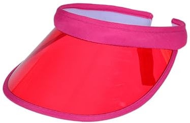 Unisex Retro 80s Neon Sun Visor Hat Plastic Visors Pub Golf Visor Fancy Dress Sports Visor Retro Sun Hat for Women Men Outdoor (PVC, Rose red)