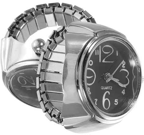 Holibanna 2stücke Mini Ringuhren Damen Herren Kreative Quarzuhr Fingerring Schwarz Modisch Schmuck Accessoire