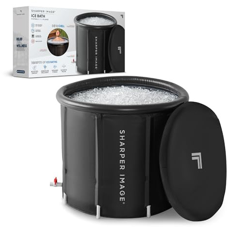 Sharper Image Insulated Ice Bath Cold Plunge Tub with Lid, 31.5 x 29.5, Portable Inflatable Bathtub, Helps Boost Energy & Muscle Recovery, Cold Therapy for Athletes & Adults up to 6'5 & 250 Lbs