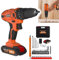 VickyHome 21 V Cordless Electric Drill with 2 Variable Speeds, Portable Electric Drill Kit with 1500 mAh Battery and Charger, 10 mm Keyless Chuck, 25+1 Torque Settings, Orange