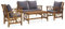 SECOLI Gartenmöbel Set Holz 4 Personen Garten Sitzgruppe 4 Personen Gartengarnitur Set Holz Lounge Set Outdoor Holz Terrassenmöbel Set mit Auflagen Massivholz Akazie-Grau-Bank + 2X Sessel + Tisch-2