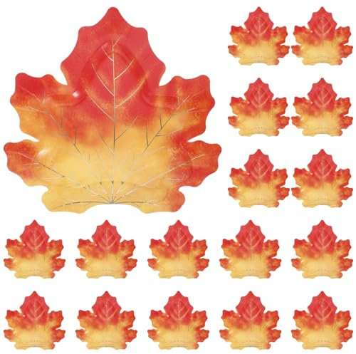 ABOOFAN 20Pcs Thanksgiving Paper Plates Maple Leaf Paper Plates Fall Disposable Plates Autumn Harvest Party Tableware Harvest Red Dinner Plates for Party Supplies