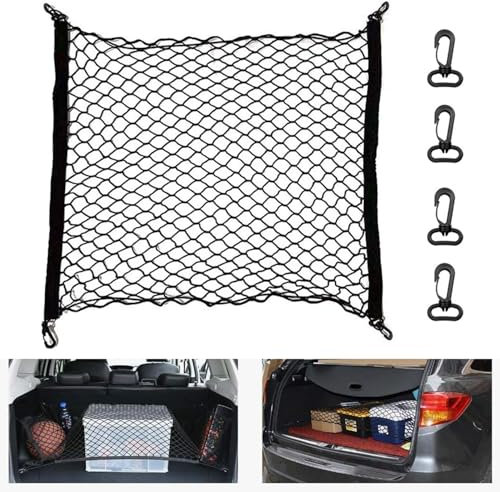 1 Pcs Nylon luggage storage net,Car trunk net,nylon luggage cargo fastening net,For fix items in the trunk and other positions to prevent objects from slipping and scratching your car(black)