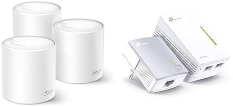 TP-Link Deco X50 Mesh WLAN Set (3 Pack) & WLAN Powerline Adapter Set TL-WPA4220 KIT(600Mbit/s, WLAN 300Mbit/s, Wi-Fi Clone, Fast-Ethernet-LAN, Plug&Play, Kompatibel mit Allen HomePlug AV/AV2)