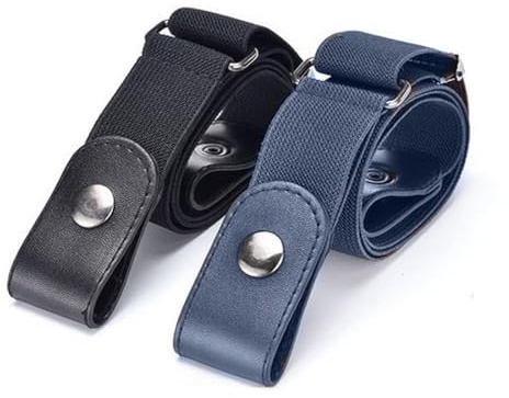 AOEVUIR 2 pcs Gürtel Elastischer Stretchgürtel Jungen und Mädchen Verstellbarer schnallenloser unsichtbarer Stretchgürtel mit Leder