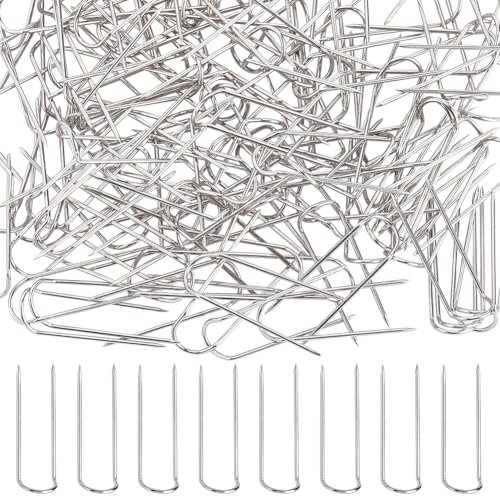 SUNNYCLUE 1 Box 150Pcs Sewing Fork Pins U-Shape Sewing Craft Silver Stainless Steel Double Blocking Pin Multipurpose Straight Needlecraft for DIY Quilting Sewing Jewellery Making Display Decor