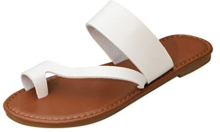 Pantuflas de moda 2024 para mujer, zapatillas de verano de color sólido, con puntera plana, sandalias casuales para calentar el microondas, White, 40 EU