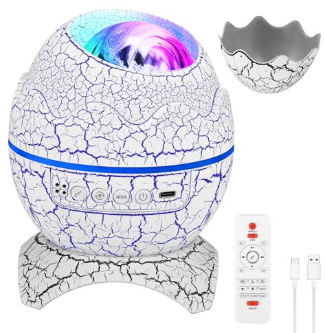 Kinberry Dinosaur Egg Star Projector Galaxy Night Light Kids with 13 Films, Adjustable Focus Silent Star Projector 360°Rotating Sensory Lights for Bedroom Cali for Children Adults