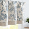 TOPICK Leinen Scheibengardinen 1er Pack Blickdicht Küchengardinen 125H x 40B(cm) Landhausstil Gardinen Floral Blumen Verdunkelnd Vorhänge Kurz Bistrogardine Volant Fenster Wohnzimmer Blau auf Beige