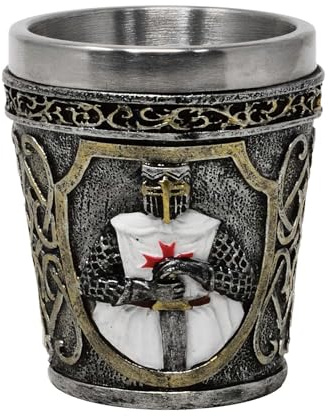 MystiCalls 4x Shotglas Kreuzritter weiss - Ritter, Schnaps, Glas