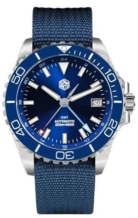 San Martin 39 mm Taucher GMT Uhr Emaille Zifferblatt NH34 Edelstahl Luxus Herrenuhr Automatisch Mechanisch Saphir Leuchtend SN0136-G GMT, emailliert blau, Klassisch