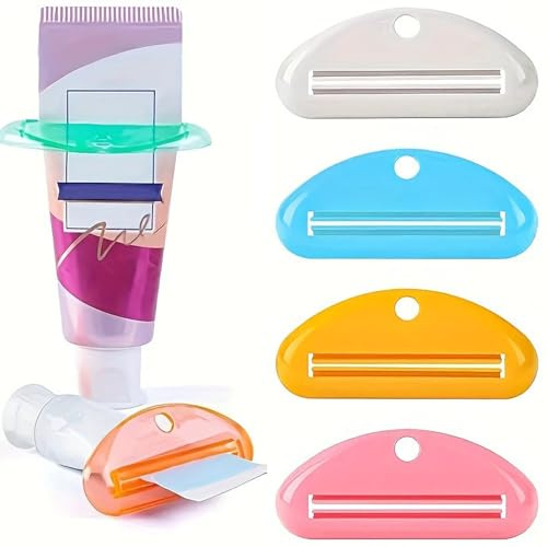 XINCHENG Lot de 4 presse-tubes de dentifrice, pinces à dentifrice, pinces à dentifrice, presse-tube multifonctionnel, pour dentifrice, nettoyant pour le visage, crème pour les mains, cosmétiques
