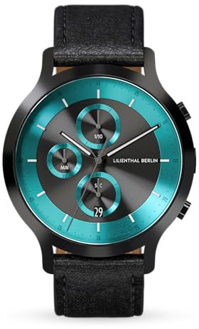 Lilienthal Berlin Chronograph LP Dark Silver White in dunkelgrau – Herrenuhr am grauen Edelstahl-Armband aus 316L Chirurgenstahl mit einem Quarzuhrwerk & saphirgehärtetem Mineralglas – 42,5 mm